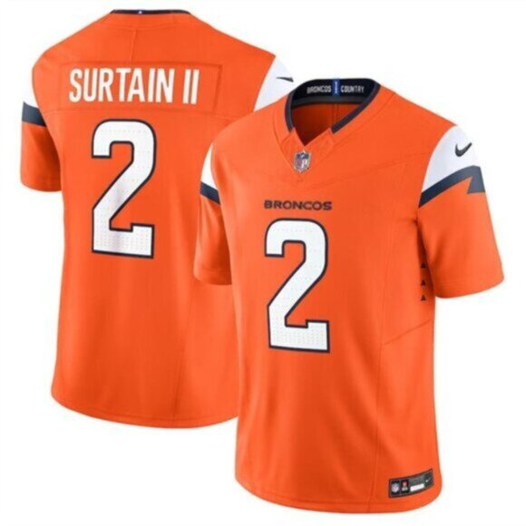 Mens Youths Womens Surtain II #2 Denver Broncos Orange Jersey - Picture 1 of 1